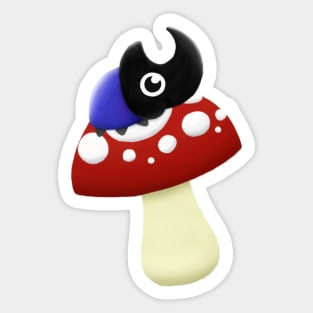 Beetle on a mushroom Sticker